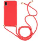 For iPhone XS Max TPU Anti-Fall Mobile Phone Case With Lanyard (Red) - 1