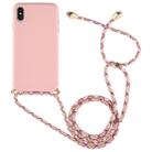 For iPhone XS Max TPU Anti-Fall Mobile Phone Case With Lanyard (Rose Gold) - 1