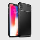 For iPhone XS Max Beetle Shape Carbon Fiber Texture Shockproof TPU Case(Black) - 1