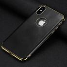 SULADA Plating Edge TPU + Leather Magnetic Protective Case for iPhone XR (Black) - 1