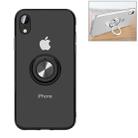 For iPhone XR Transparent TPU Metal Ring Case with Metal Ring Holder(Black) - 1