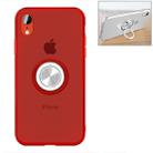 For iPhone XR Transparent TPU Metal Ring Case with Metal Ring Holder(Red) - 1