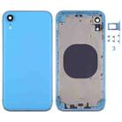 Square Frame Battery Back Cover with SIM Card Tray & Side keys for iPhone XR(Blue) - 1