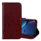 For iPhone XR Rose Embossed Horizontal Flip PU Leather Case,  with Holder & Card Slots & Wallet (Brown) - 1