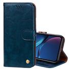 For iPhone XR Business Style Oil Wax Texture Horizontal Flip Leather Case with Holder & Card Slots & Wallet (Blue) - 1