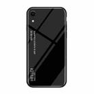 For iPhone XR Gradient Color Glass Case (Black) - 1