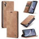 For iPhone XR CaseMe-013 Multifunctional Retro Frosted Horizontal Flip Leather Case with Card Slot & Holder & Wallet(Brown) - 1