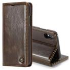 CaseMe Business Style Crazy Horse Texture Horizontal Flip PU Leather Case for iPhone XR, with Holder & Card Slots (Brown) - 1