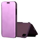 For iPhone XR Electroplating Mirror Horizontal Flip Leather Case with Holder (Purple) - 1