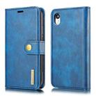 For iPhone XR DG.MING Crazy Horse Texture Flip Detachable Magnetic Leather Case with Holder & Card Slots & Wallet (Blue) - 1