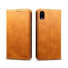 For iPhone XR Suteni Calf Texture Horizontal Flip Leather Case with Holder & Card Slots & Wallet(Brown) - 1