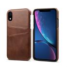 For iPhone XR Suteni Calf Texture Protective Case with Card Slots(Coffee) - 1