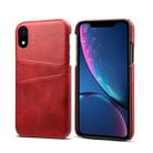 For iPhone XR Suteni Calf Texture Protective Case with Card Slots(Red) - 1