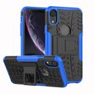 For iPhone XR Tire Texture TPU+PC Shockproof Case with Holder (Blue) - 1