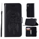 For iPhone XR Wind Chime Owl Embossing Pattern Horizontal Flip Leather Case with Holder & Card Slots & Wallet(Black) - 1