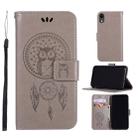 For iPhone XR Wind Chime Owl Embossing Pattern Horizontal Flip Leather Case with Holder & Card Slots & Wallet(Grey) - 1