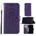 For iPhone XR Wind Chime Owl Embossing Pattern Horizontal Flip Leather Case with Holder & Card Slots & Wallet(Purple) - 1