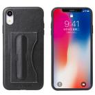 For iPhone XR Fierre Shann Full Coverage Protective Leather Case with Holder & Card Slot (Black) - 1