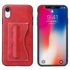 For iPhone XR Fierre Shann Full Coverage Protective Leather Case with Holder & Card Slot (Red) - 1