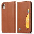 For iPhone XR Knead Skin Texture Horizontal Flip Leather Case with Photo Frame & Holder & Card Slots & Wallet (Brown) - 1