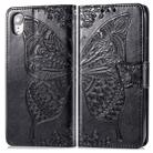 For iPhone XR Butterfly Love Flowers Embossing Horizontal Flip Leather Case with Holder & Card Slots & Wallet & Lanyard (Black) - 1