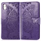 For iPhone XR Butterfly Love Flowers Embossing Horizontal Flip Leather Case with Holder & Card Slots & Wallet & Lanyard (Dark Purple) - 1