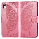 For iPhone XR Butterfly Love Flowers Embossing Horizontal Flip Leather Case with Holder & Card Slots & Wallet & Lanyard (Pink) - 1