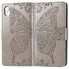 For iPhone XR Butterfly Love Flowers Embossing Horizontal Flip Leather Case with Holder & Card Slots & Wallet & Lanyard (Grey) - 1