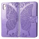 For iPhone XR Butterfly Love Flowers Embossing Horizontal Flip Leather Case with Holder & Card Slots & Wallet & Lanyard(Light Purple) - 1