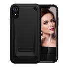 For iPhone XR Ultra-thin TPU+PC Mechanic Shockproof Protective Case(Black) - 1