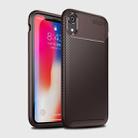 For iPhone XR Beetle Shape Carbon Fiber Texture Shockproof TPU Case(Brown) - 1