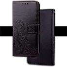 For iPhone XR Embossed Pattern PU + TPU Horizontal Flip Leather Case with Holder & Card Slots & Wallet (Black) - 1