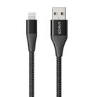 ANKER A8452 Powerline+ II USB to 8 Pin Apple MFI Certificated Nylon Pullable Carts Charging Data Cable, Length: 0.9m(Black) - 1