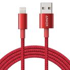 ANKER USB to 8 Pin Apple MFI Certificated Nylon Weaving Charging Data Cable, Length: 1m(Red) - 1