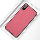 Shockproof Cloth Texture PC+ TPU Protective Case for iPhone X / XS (Pink) - 1