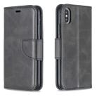 For iPhone X / XS Retro Lambskin Texture Pure Color Horizontal Flip PU Leather Case with Holder & Card Slots & Wallet & Lanyard(Black) - 1