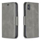 For iPhone X / XS Retro Lambskin Texture Pure Color Horizontal Flip PU Leather Case with Holder & Card Slots & Wallet & Lanyard(Grey) - 1