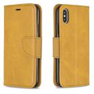 For iPhone X / XS Retro Lambskin Texture Pure Color Horizontal Flip PU Leather Case with Holder & Card Slots & Wallet & Lanyard(Yellow) - 1