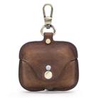 CF1108 For AirPods Pro Crazy Horse Texture Earphone Protective Leather Case with Hook(Coffee) - 1