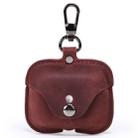 CF1108 For AirPods Pro Crazy Horse Texture Earphone Protective Leather Case with Hook(Wine Red) - 1