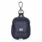 CF1100 For AirPods 1 / 2 Crazy Horse Texture Earphone Protective Leather Case with Hook(Dark Blue) - 1
