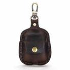 CF1100 For AirPods 1 / 2 Crazy Horse Texture Earphone Protective Leather Case with Hook(Dark Coffee) - 1