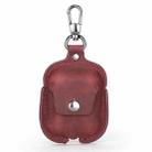 CF1100 For AirPods 1 / 2 Crazy Horse Texture Earphone Protective Leather Case with Hook(Wine Red) - 1