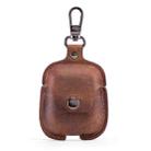 CF1100 For AirPods 1 / 2 Crazy Horse Texture Earphone Protective Leather Case with Hook(Brown) - 1