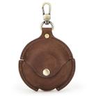 CF1111 For Huawei FreeBuds 3 Crazy Horse Texture Clamshell Earphone Protective Leather Case with Hook(Brown) - 1