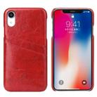 For iPhone XR Fierre Shann Retro Oil Wax Texture PU Leather Case with Card Slots(Red) - 1