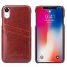 For iPhone XR Fierre Shann Retro Oil Wax Texture PU Leather Case with Card Slots(Brown) - 1