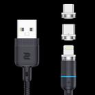 ROCK G10 1m 3A 3 in 1 USB to 8 Pin + USB-C / Type-C + Micro USB Magnetic Braided Fast Charge & Syn Cable (Black) - 1