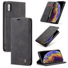 For iPhone X / XS CaseMe-013 Multifunctional Retro Frosted Horizontal Flip Leather Case with Card Slot & Holder & Wallet(Black) - 1