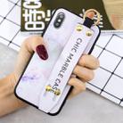 Marble Pattern Shockproof TPU Case for iPhone X / XS, with Wristband & Holder (Purple) - 1